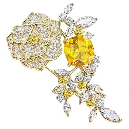 (Pow yeah!) Gula Ros Blomsterbrocher Smykker til Kvinder Mode Vintage Rhinestone Krystal Brochenåle