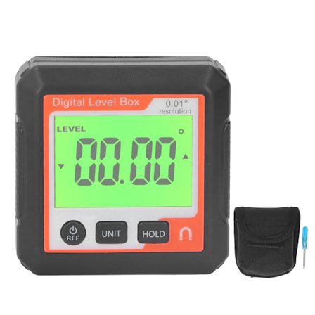 Digitalt vaterpas med høj nøjagtighed, magnetisk, bærbar vinkelmåler, hældningsmåler, vinkelmåler til træbearbejdning, byggeplads, orange, hvid