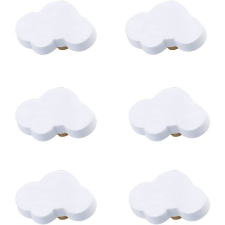 Tecknad form mjuka gummiknoppar Barn Flickor Pojkar Skåp Drag Lådknappar Barnrum Skåp Skåp Leksak 6st/set (moln, vit)
