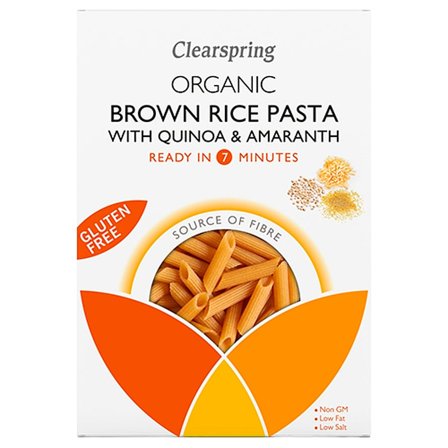 Clearspring Brune ris penne m. quinoa & amaranth Ø 250 g, Helse & Madvarer, Pasta, Ris & Bælgfrugter, Ris