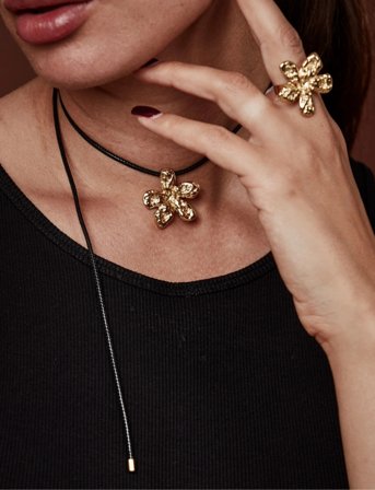 Bud to rose Senna Cord Necklace Silver - Gold - ONE SIZE