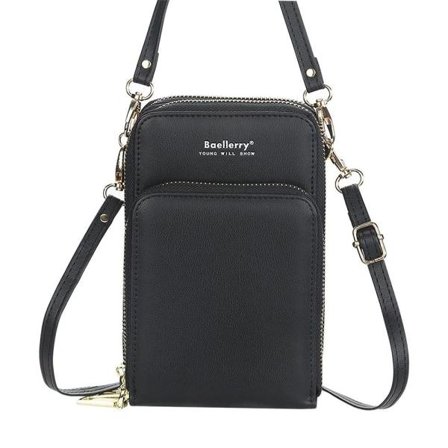 Axelväska mobilväska med axelrem för mobil svart