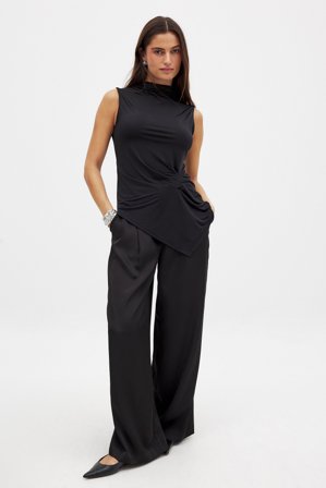 NA-KD Haut sans manches en jersey drapé - - Noir - XS (EU 32)