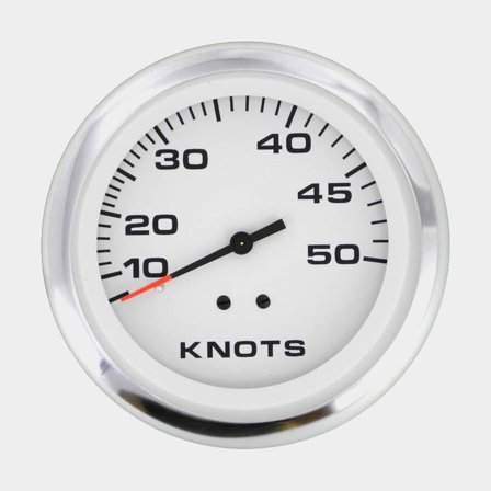 Solmimittari Veethree Lido, huurtumaton, Ø86 mm, 12 V, paineloggeri, G / Moottoriliitäntä, valkoinen, 0 - 50 solmua, ilman anturia