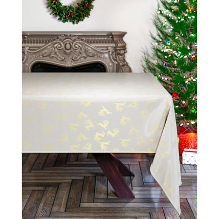 Emma Barclay duk - REITC6084CRM - Renne - Julduk i metallvävd Jacquard i creme och guld - 152 x 213 cm