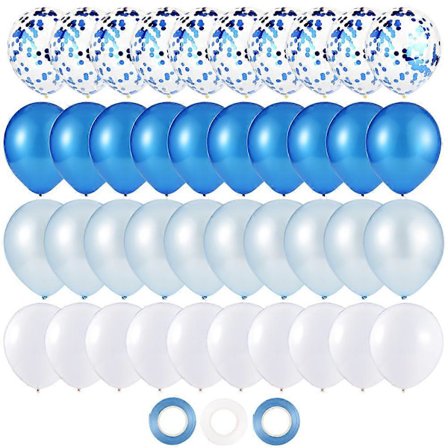 40 stk. blått ballongsett, konfetti lateksballonger for festdekorasjoner