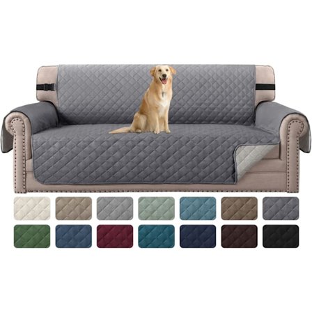 Vändbart sofföverdrag för 3-sits soffa, vattenavvisande sofföverdrag med elastiskt band (Soffa, Grå/Beige)