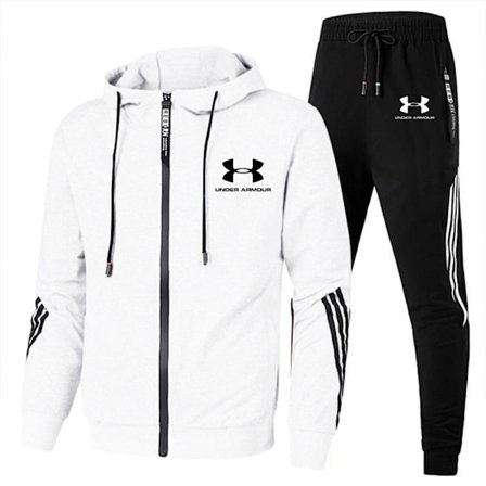 Under Armour Sport Hoodie & Byxor Set Herr Långärmad Full Zip Hoodie Sweatshirt Jacka + Joggingbyxor Träningsbyxor Outfit