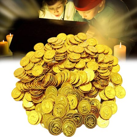 100 ST Barn Pirat Skattleksaker Hållbara Återanvändbara Simuleringsmynt