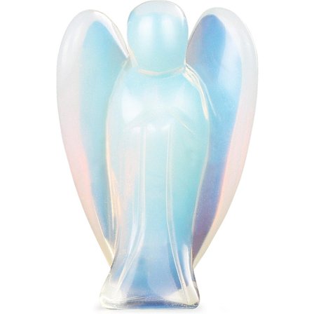 Skyddsängel Healing Kristall Figurine 2 Inch snidade Opalit Ädelsten Fick ängel Staty Healing Stone för heminredning Vardagsrum Sovrum