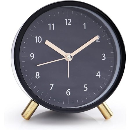 Stille Vækkeur med Natlys og baggrundsbelysning, Stille metalur – Stilrent, til soveværelse og rejser