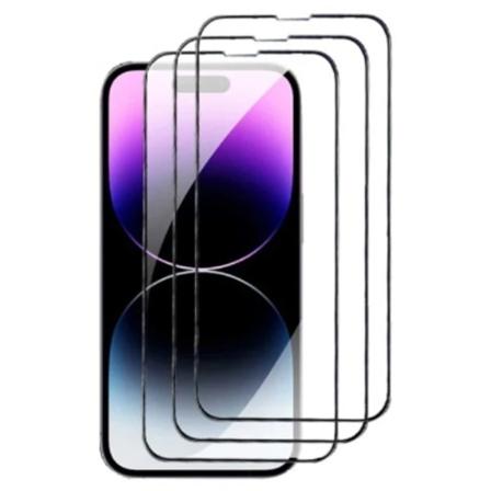 3-pack Skärmskydd i härdat glas till iPhone 14 Plus, Svart kant Transparent