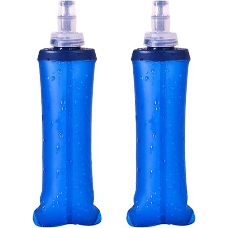 2 stk. Myke flasker 250 ml, TPU sammenleggbare løpevannflasker, utendørs sport hydreringsflaske, myk sammenleggbar vannflaske{REN}