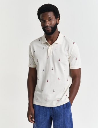GANT Embroidered Graphic Polo - Cream - L