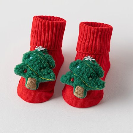 [Jul] 1 par julstrumpor för flickor - Söt tomte, ren