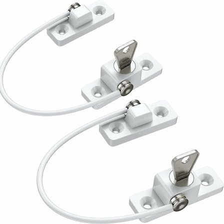 Barnesikring for vinduer, 2 stk. sinklegering, barnebeskyttelse for vinduer, PVC, barnesikker vinduslås med skruer og nøkler, perfekt for 