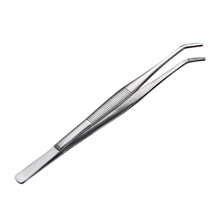 7 tommer rustfrit stål pincet med buet spids takket spids daglig haveværktøj