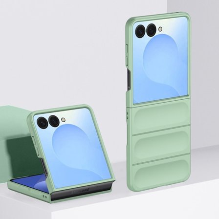 Yhteensopiva ZFlip 7:n kanssa, ihon tuntuinen PC-kovakuorikotelo taitettaville puhelimille, väri Phantom Shield Light Green