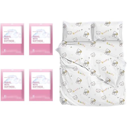 Trykt genanvendeligt lagen sæt - Tykke non-woven stoflagner til rejser og hjemmet, bærbar sengetøj