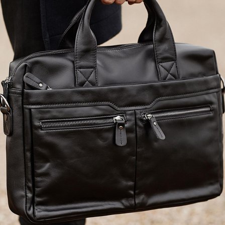 Sac pour ordinateur en cuir noir Mark pour hommes - Sacs en cuir