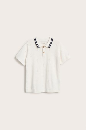 Newbie | Finstickad kortärmad topp | Offwhite