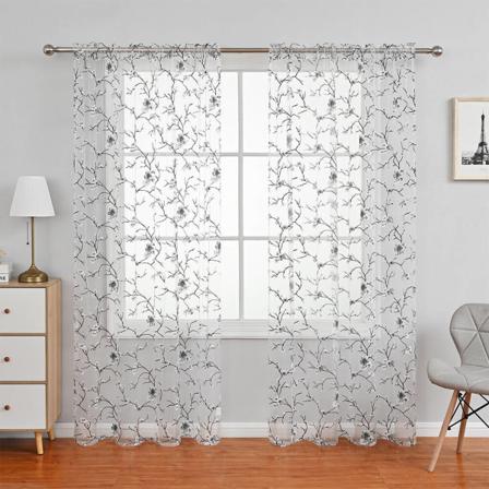 Behandlingar Sheer Voile Heminredning Många Storlekar Rod Pocket Gardiner