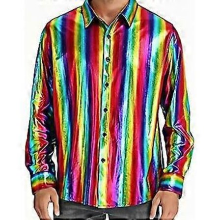 Disco Skjortor Herr Glänsande Långärmad Skjorta (XL Flerfärgad)
