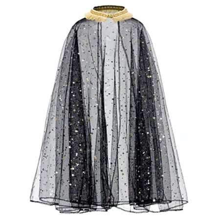 Halloween Cape Glittrig Svart 3-7 år