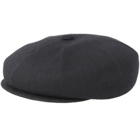 Kangol - Black flatcap Czapka Z Daszkiem - Bamboo Hawker Black Flat Cap @ Hatstore