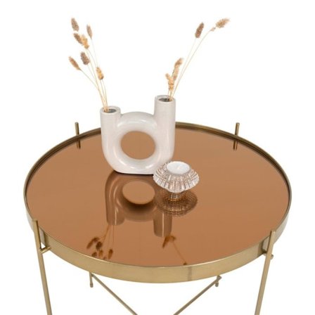 House Nordic Alustapöytä Scarlett 48x48 cm Pyöreä Messinki 444098