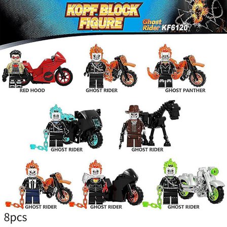 8 st/set Ghost Rider Byggklossar Figurer Montering Minifigurer För Barn Leksaker Gåvor