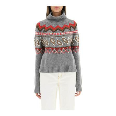 Alanui, arctic ocean turtleneck sweater Grijs, Dames, Maat:S,wol