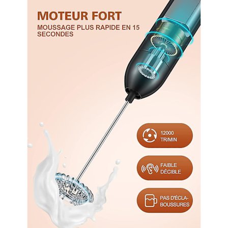 Melkeskummer, rustfritt stål og aluminiumslegering elektrisk melkeskummer med 12000 o/min superkraftig motor for kaffe, espresso, latte og cappuccino