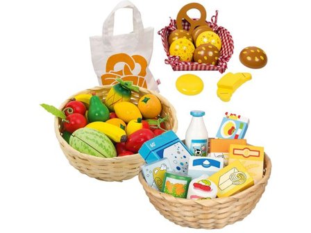 Matvaror av trä 43 delar - Lyreco - Skola och förskola - Lekmaterial - Kök och matlek