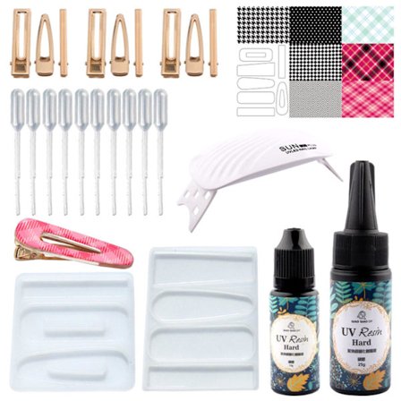 Diiy Crystal Epoxy Sæt Med 2 Hårklemmer Resin Form Hårnåle Hestehale