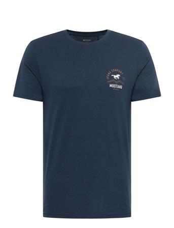 Style Alex C Print T-shirts Short-sleeved Blå MUSTANG*Betinget Tilbud