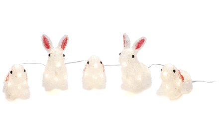 Konstsmide 6289-103 Dekorationsbelysning kaniner, akryl, 5 stk, 40 LED, Belysning