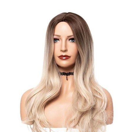 Ægte hår paryk blonde lang paryk til kvinder med naturlige bølger