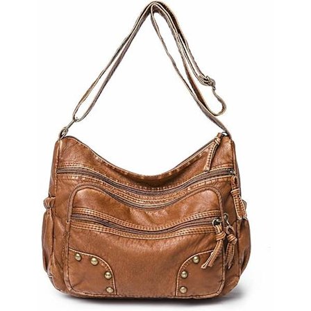 Crossbody-veske for kvinner, flerlommet satchel-veske, myk skinnveske for damer, vanntett skulderveske, messenger-vesker