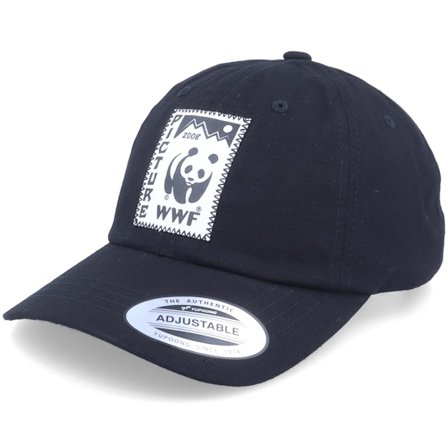 Picture - Black - unconstructed - Cap - Organic WWF Paxston Cap Black Dad Cap - Hatstore