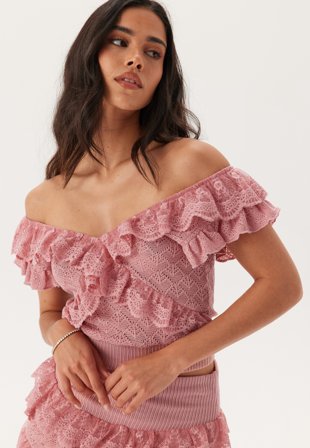 Andrea Norrman X Bubbleroom - Knitted Frill Top - Dusty pink - Kläder