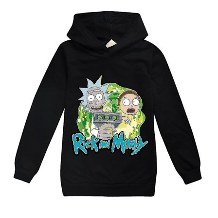 Rick og Morty Print Barn Hoodie Genser Lang Ermet Casual Hettestropp Topper