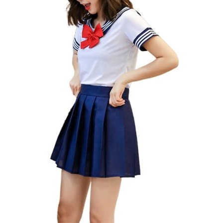Japansk Anime Skoleuniform Kjole Kostume Voksne Kvinder Kawaii Lolita JK Outfit Halloween Cosplay Fest Kjole XL Rød Slips