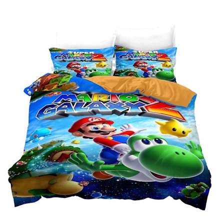 Mario 12# Hjemmetekstil Mario Dynetrekk Digitaltrykk Tredagerssett 3d