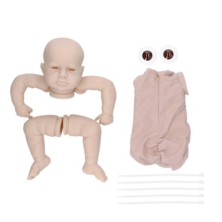 20 tum reborn docka kit realistisk mjuk beröringsvinyl reborn baby docka kit med tygkropp