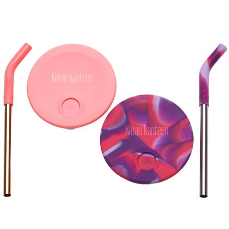 Klean kanteen Kid Cup Straw Lid pillikansi pink tie dye, 2 kpl