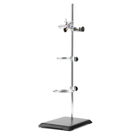 Premium og slitesterkt laboratoriestativ for titrering og filtrering, stabilt stativ med byrette-klemme og kolberingklemmer, brukt i kjemi og fysikk