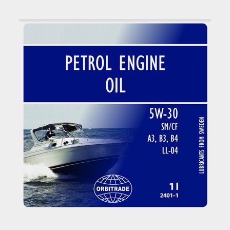 Fully synthetic oil for 4-stroke inboard & outboard engines Orbitrade Petrol Engine Oil 5W-30, for petrol engines, ACEA A3/B3 & API CF/SM, 1 litre
