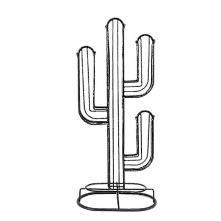 Svart Järn Kaktus Kaffekapselhållare - Förvaringsställ för 48 Kapslar