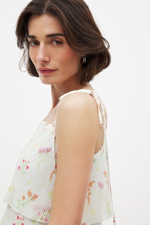 NA-KD Flounce Tie Shoulder Top - Sommer toppe - Blomstret - XS